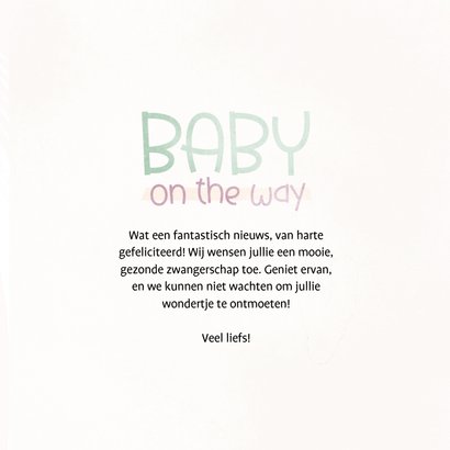 Felicitatiekaart zwangerschap baby on the way met regenboog 3