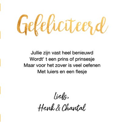 Felicitatiekaart zwangerschap label hartjes goud 3
