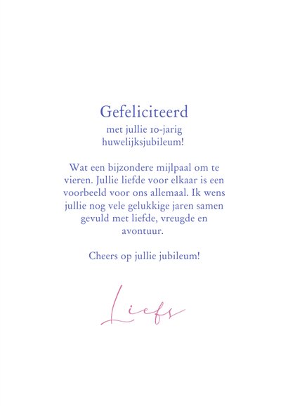 Felicitatiekaartje 10 jaar getrouwd 3
