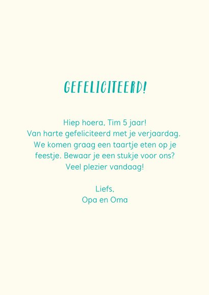 Felicitatiekaartje 5 jaar met dieren uit de zee 3