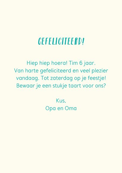 Felicitatiekaartje 6 jaar met vrolijke jungle dieren 3