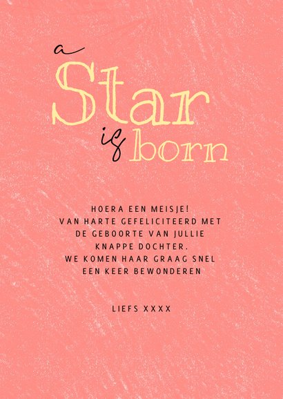 Felicitatiekaartje a star is born sterretjes roze 3
