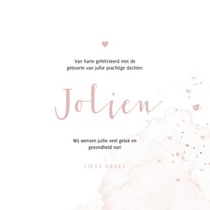 Felicitatiekaartje bijtring met lief roze olifantje 3