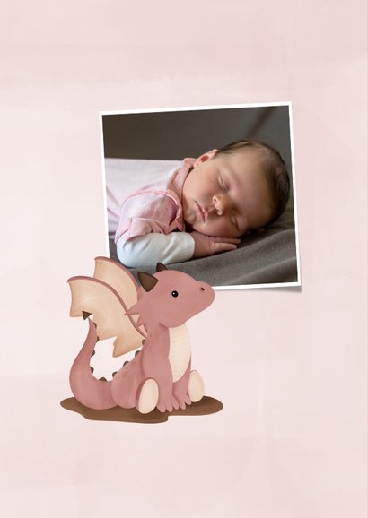 Felicitatiekaartje bruin draakje voor geboorte 2