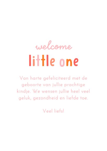 Felicitatiekaartje confetti pastel welcome little one roze 3