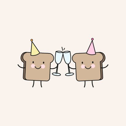 Felicitatiekaartje een toast op jou met boterham 2