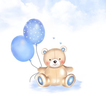 Felicitatiekaartje geboorte beertje ballonnen 2