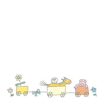 Felicitatiekaartje geboorte een trein met dieren 2