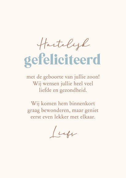 Felicitatiekaartje geboorte jongen luchtballon dieren 3