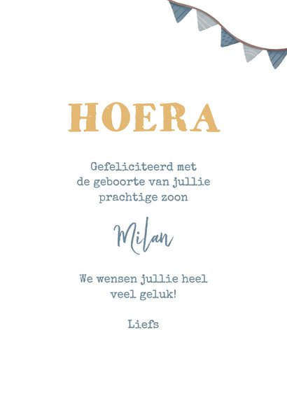 Felicitatiekaartje geboorte jongen vliegtuigje wolkjes 3