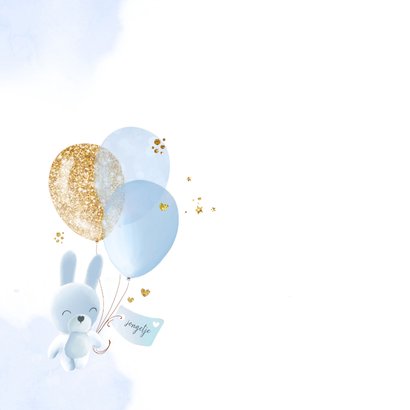 Felicitatiekaartje geboorte kleinzoon konijntje ballonnen 2