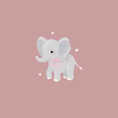 Felicitatiekaartje geboorte met olifant meisje 2
