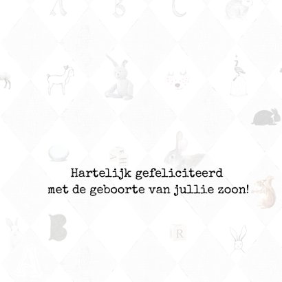 Felicitatiekaartje geboorte ruit met dieren 3