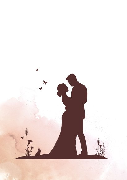 Felicitatiekaartje getrouwd silhouet watercolour 2