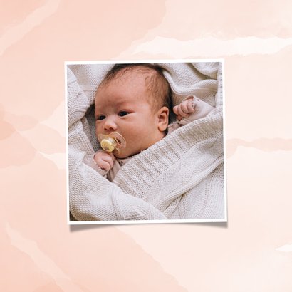 Felicitatiekaartje hallo baby met roze waterverf 2