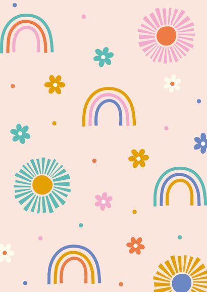 Felicitatiekaartje 'Happy Pride' met bloemen en regenbogen 2