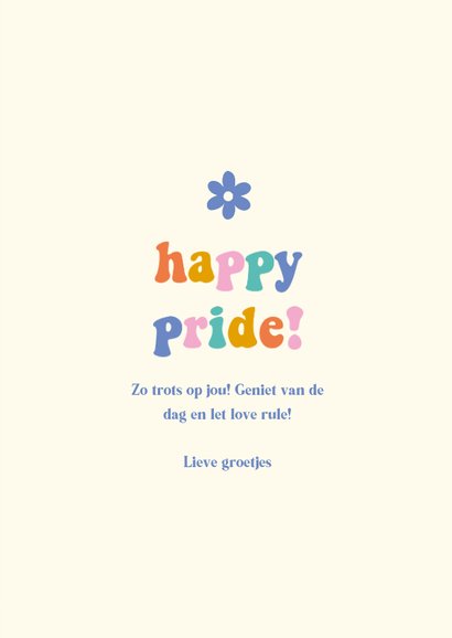 Felicitatiekaartje 'Happy Pride' met bloemen en regenbogen 3