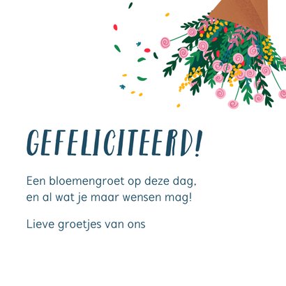 Felicitatiekaartje Hiep hiep hoera bos bloemen 3