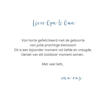 Felicitatiekaartje hoera een kleinzoon blauwe hartjes 3