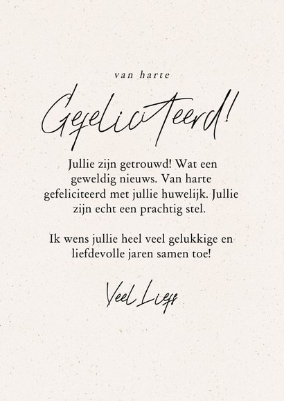 Felicitatiekaartje huwelijk met lijntekening mr. and mrs. 3