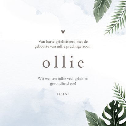 Felicitatiekaartje lief olifantje blauw jungle thema 3