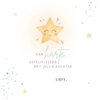 Felicitatiekaartje meisje a little star is born  3