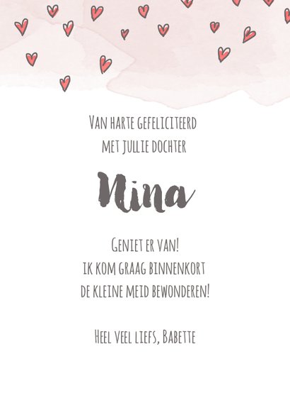 Felicitatiekaartje met meisje en kinderwagen met poppen 3