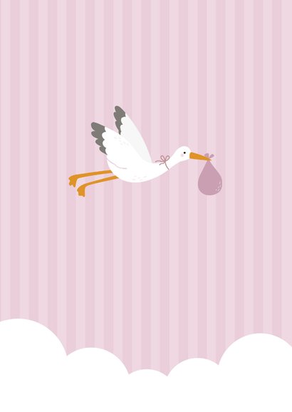 Felicitatiekaartje ooievaar geboorte meisje 2