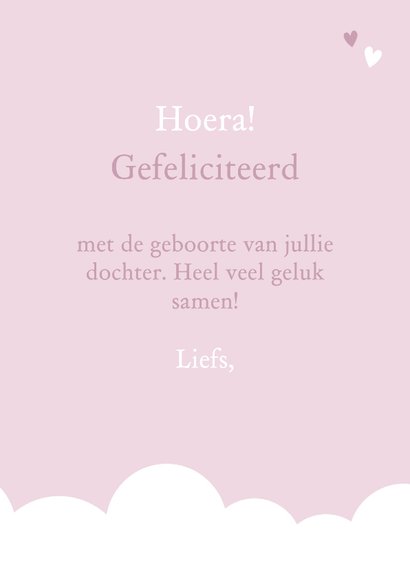 Felicitatiekaartje ooievaar geboorte meisje 3