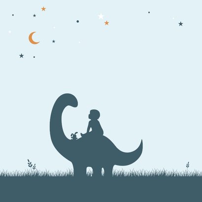 Felicitatiekaartje silhouet dinosaurus met kindje 2