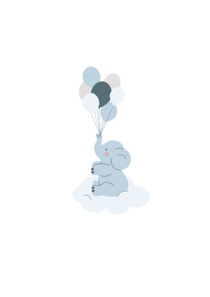 Felicitatiekaartje voor een zoon met olifantje en ballonnen 2