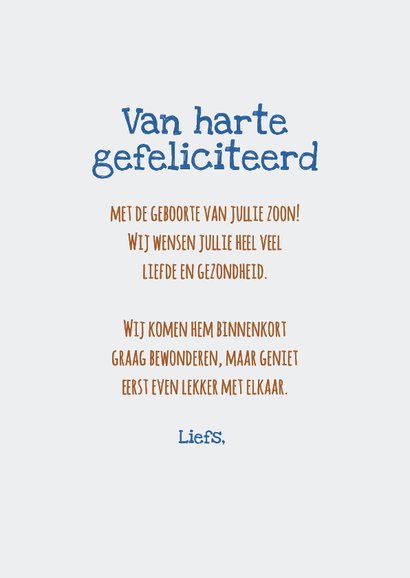 Felicitatiekaartje welkom lieve kleine knuffelbeer 3