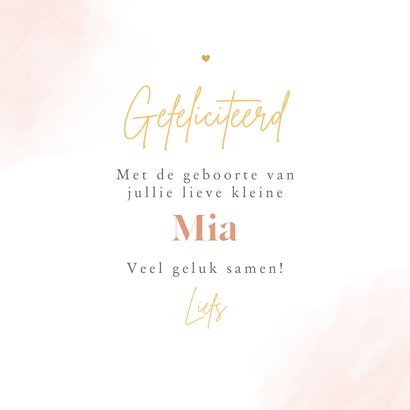 Felicitatiekaartje wiegje meisje welkom illustratie verf 3