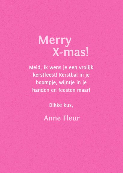 Felroze kerstkaart met grappige tekst hoho yolo 3