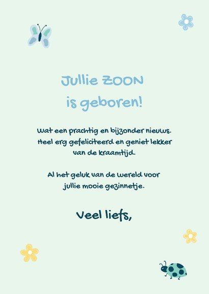 Fijn felicitatiekaartje voor geboorte zoon met babymobiel 3