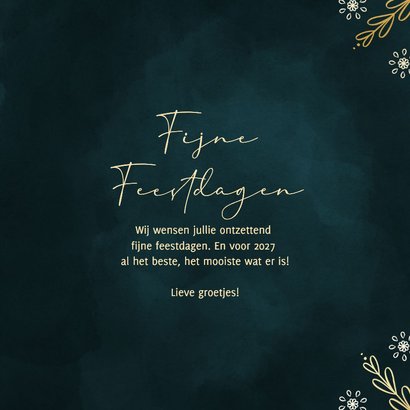 Fijne Feestdagen sneeuwvlok typografie met goudfolie 3