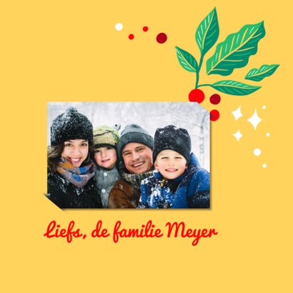 Fijne Kerst geel met bladeren 3