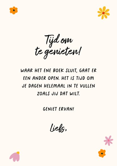 Fleurige felicitatiekaart voor iemand die met pensioen gaat 3