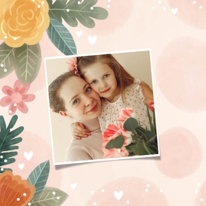 Fleurige moederdag kaart met bloemen en hartjes 2