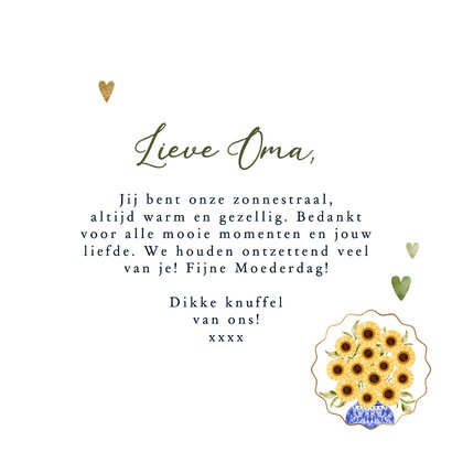 Fleurige moederdagkaart liefste oma zonnebloemen foto 3