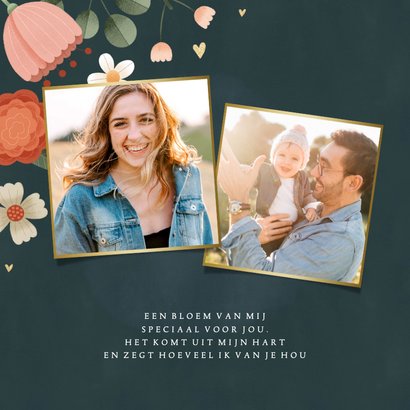 Fleurige Moederdagkaart met bloemen plantjes en hartjes 2