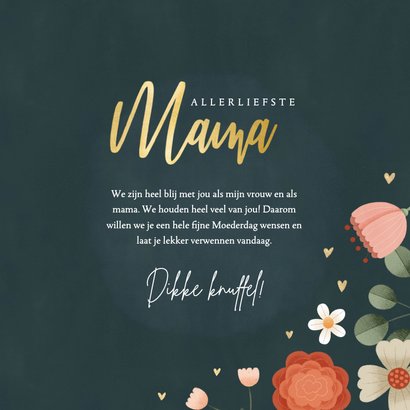 Fleurige Moederdagkaart met bloemen plantjes en hartjes 3