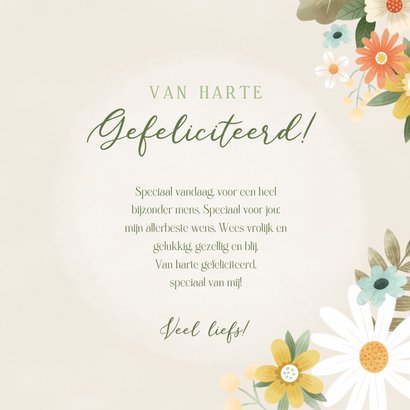 Fleurige verjaardagskaart met bloemen 50 jaar gefeliciteerd 3