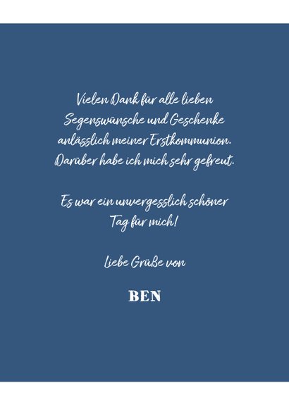 Foto-Danksagung zur Kommunion Fotocollage blau 3