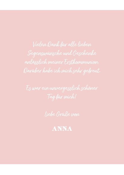 Foto-Danksagung zur Kommunion Fotocollage rosa 3