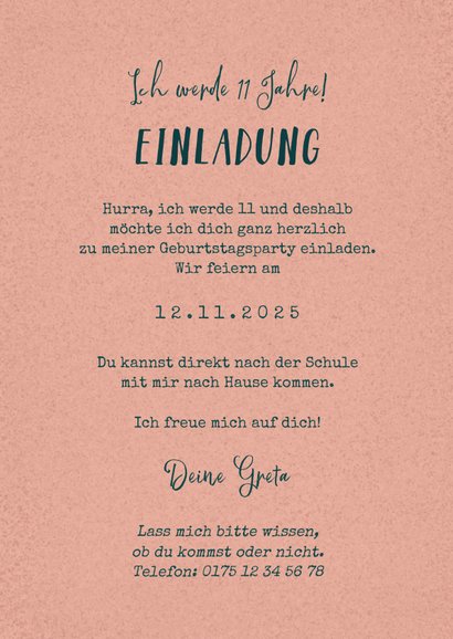 Foto-Einladung Kletterparty rosa Kindergeburtstag 3