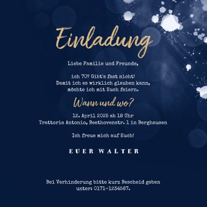 Foto-Einladungskarte zur Party dunkelblau 3