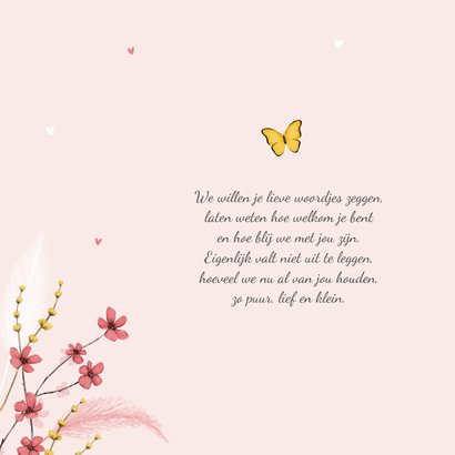 Foto geboortekaartje hartjes foto vlinder bloemen lief 2