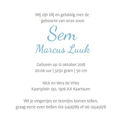 Foto geboortekaartje Sem - LO 3