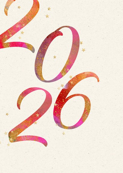 Foto kerstkaart geschreven 2026 rood 2